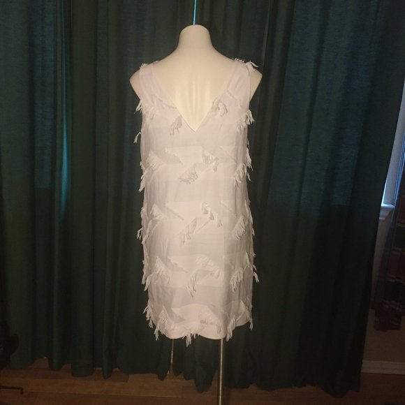 ANTHROPOLOGIE MAEVE Pullover Fringe Shift White 8 - Picture 4 of 8